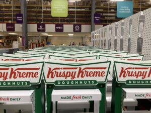 Krispy Kreme Display Stands lined up in a factory